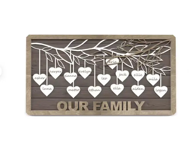 Personalized Mother's Day Gift - Engraved Wooden Family Tree for Mom & Grandma - Perfect Mother's Day Gift