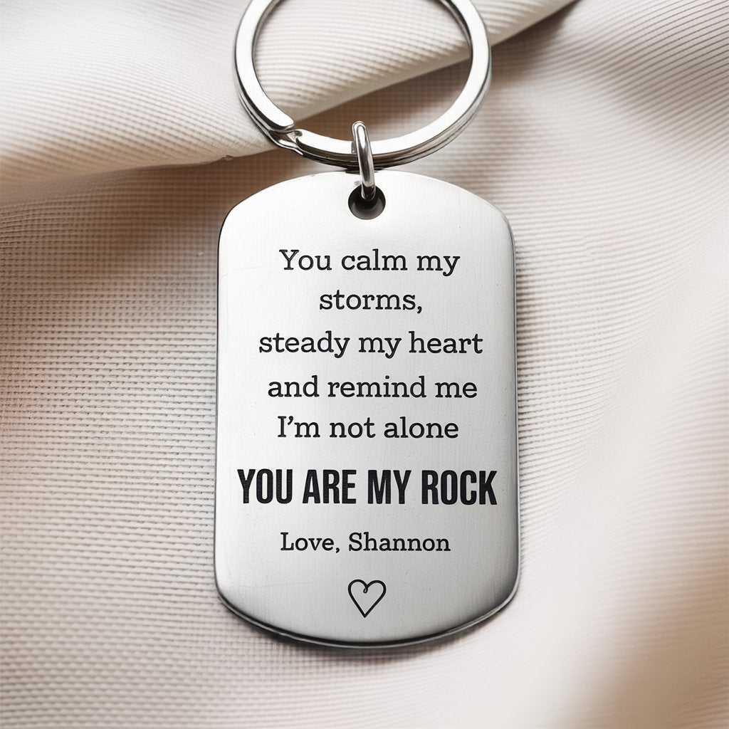 You Are My Rock Custom Keychain - Valentine's Gift