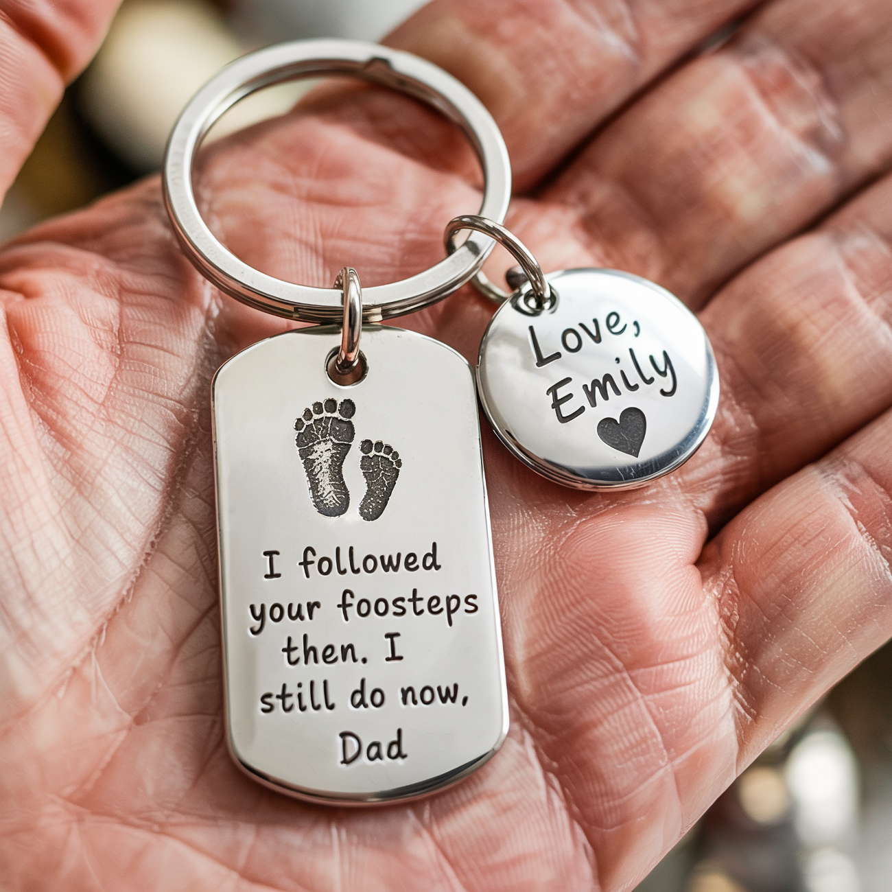I Followed Your Footsteps - Custom Keychain Father's Day Gift