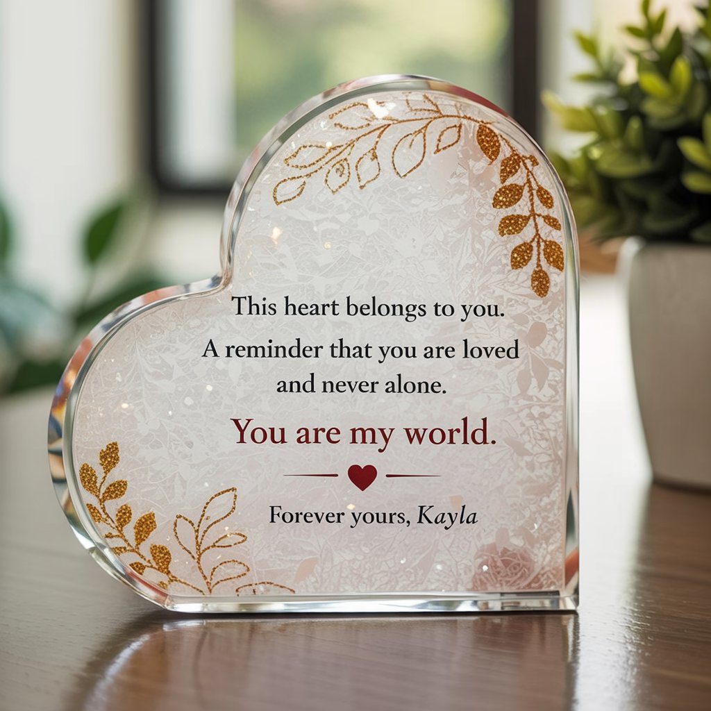 You are my world - Custom Heart Acrylic Block