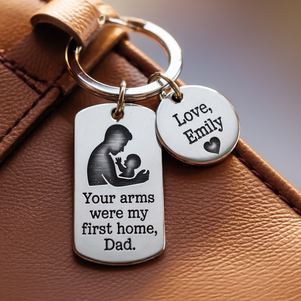 Your Arms Were My First Home - Custom Keychain Father's Day Gift