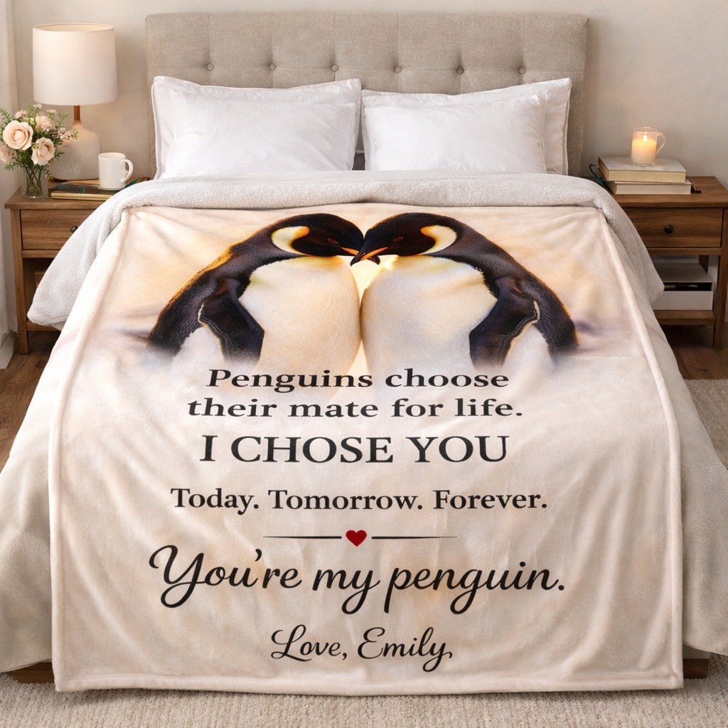 I Chose You - Custom Penguin Blanket