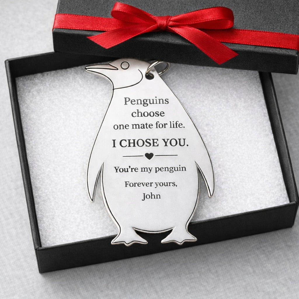 I Chose You - Custom Penguin keychain Valentine's Gift
