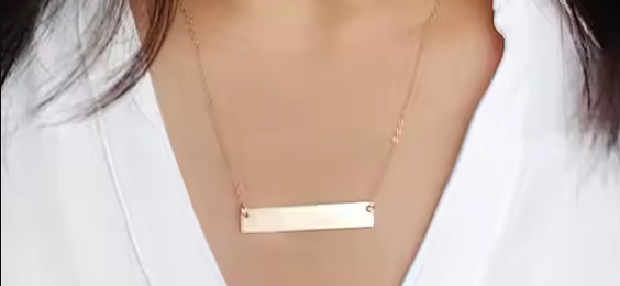 Personalized Mama Bear Stainless Steel Bar Necklace - Gift for Mom
