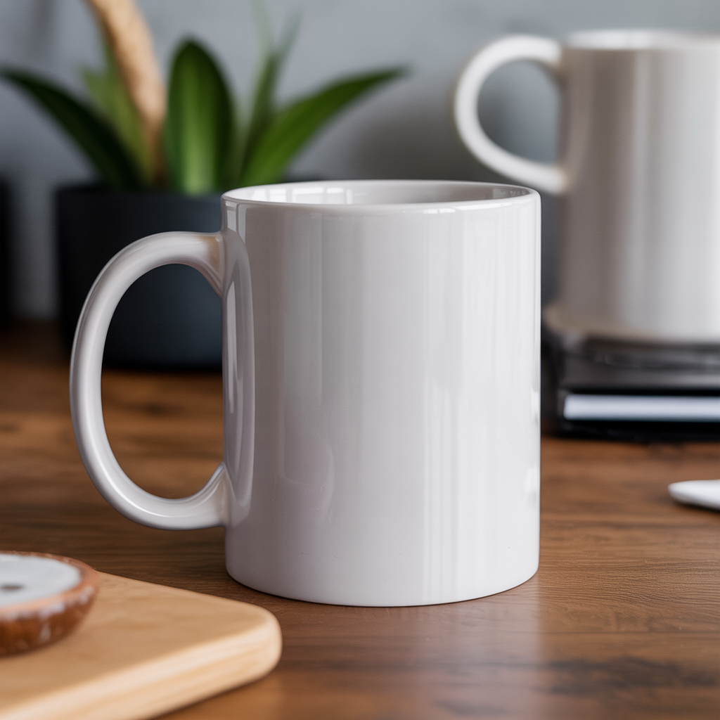 Beautifully packaged blank coffee mug, ready for gifting, highlighting secure and aesthetic presentation.