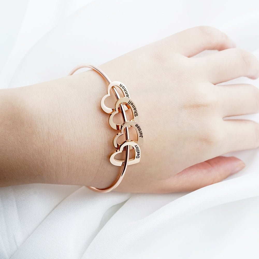 Custom Heart charm Name Bracelet - UniqueThoughtful