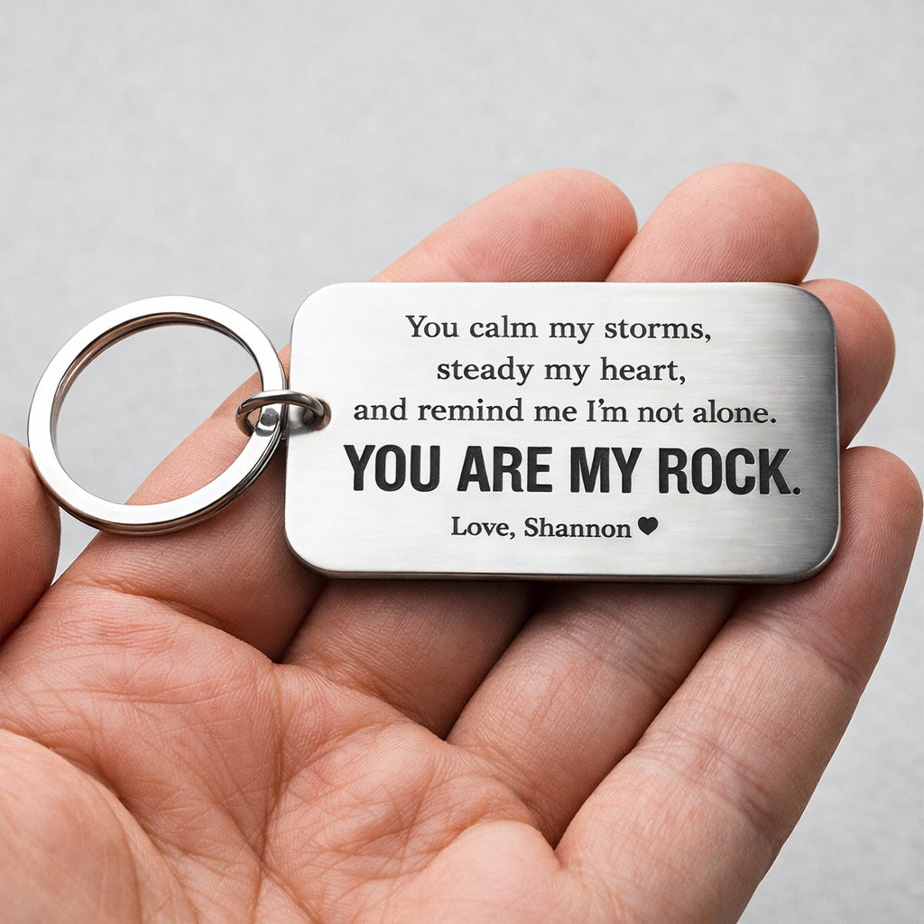 You Are My Rock Custom Keychain - Valentine's Gift