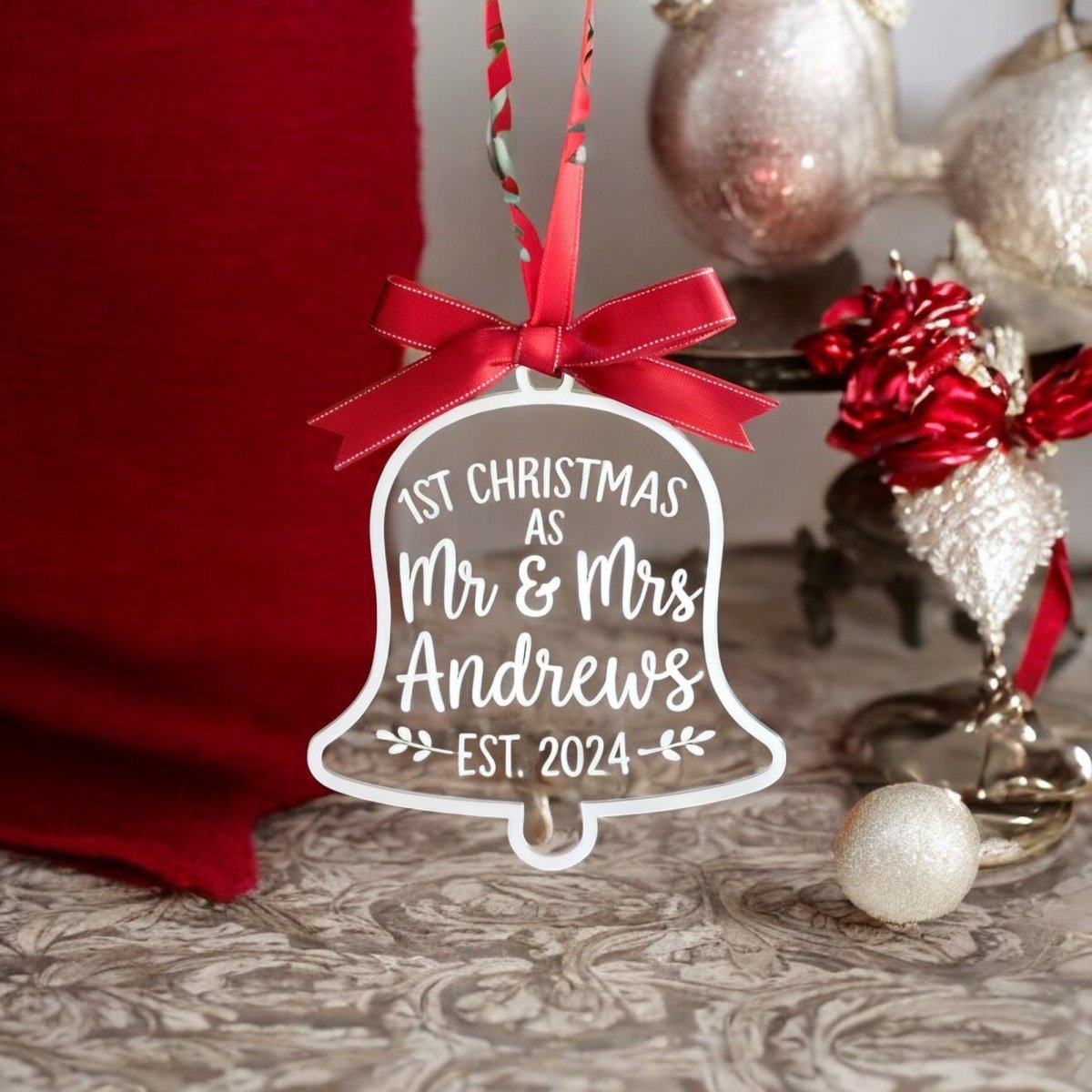 Our First Christmas As Mr & Mrs Personalized Ornament - UniqueThoughtful