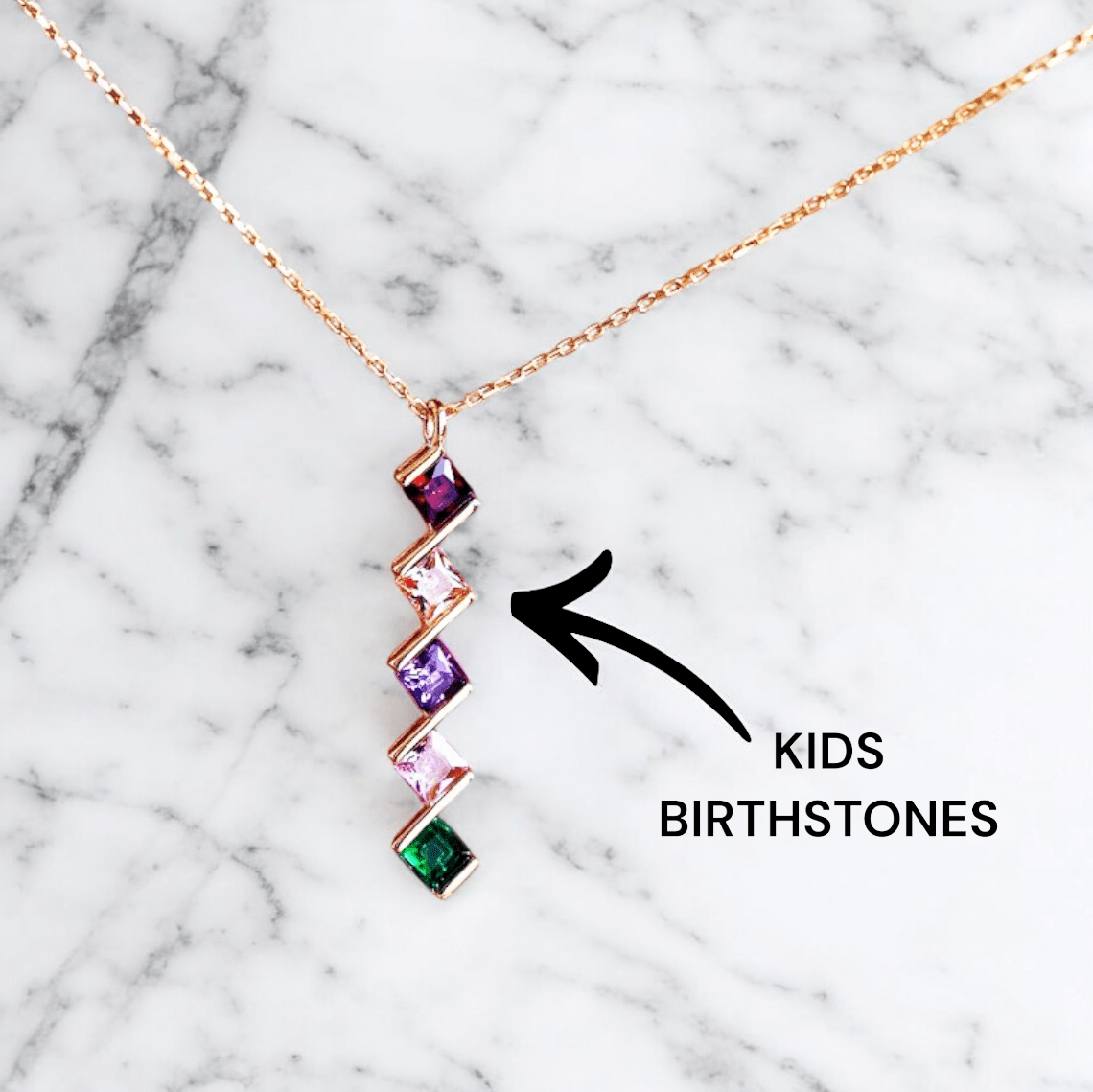 Personalized Family Birthstone Necklace - Mother's Day Gift - UniqueThoughtful