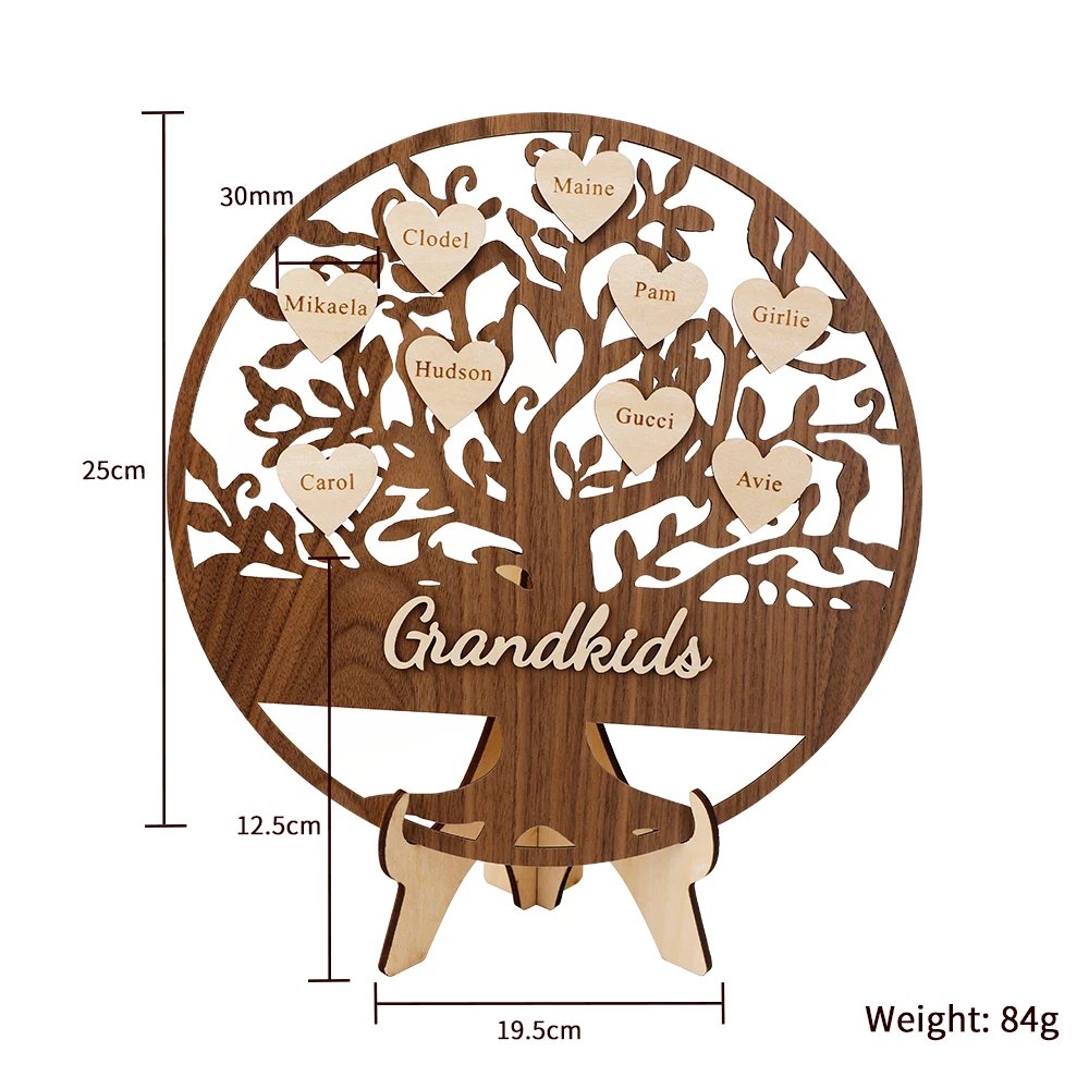 Personalized Family Names Wooden Tree Decoration - UniqueThoughtful