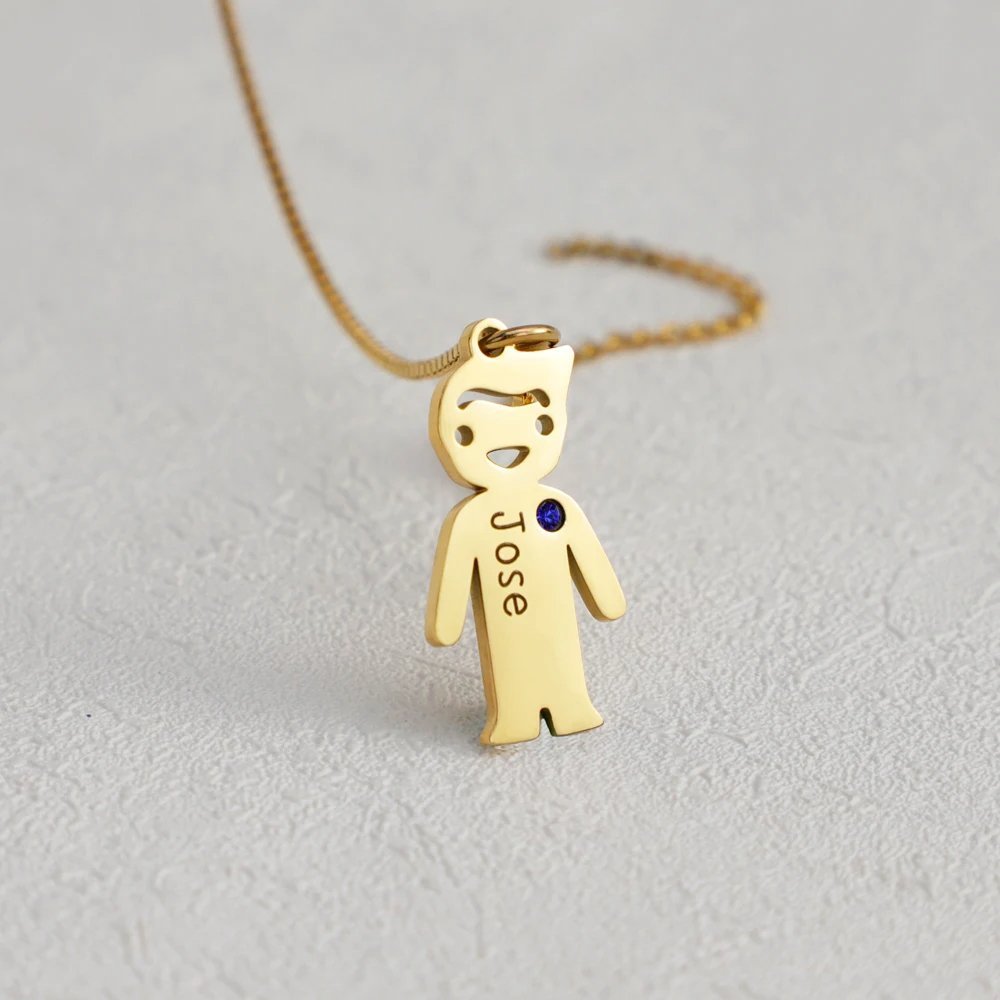 Personalized Kids Name Birthstone Necklace - Mother's Day Gift - UniqueThoughtful