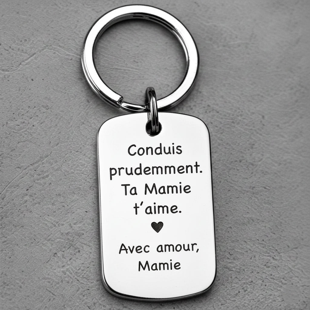 Porte - clés « Conduis prudemment » – Un message d’amour de Mamie - UniqueThoughtful