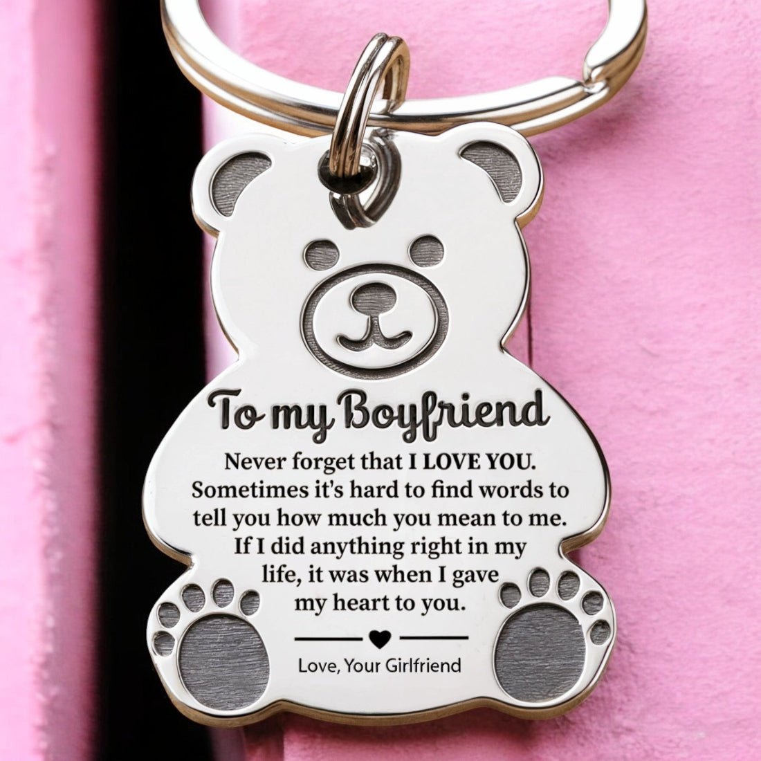 To My Boyfriend - Teddy Bear Keychain Valentine's Gift - UniqueThoughtful