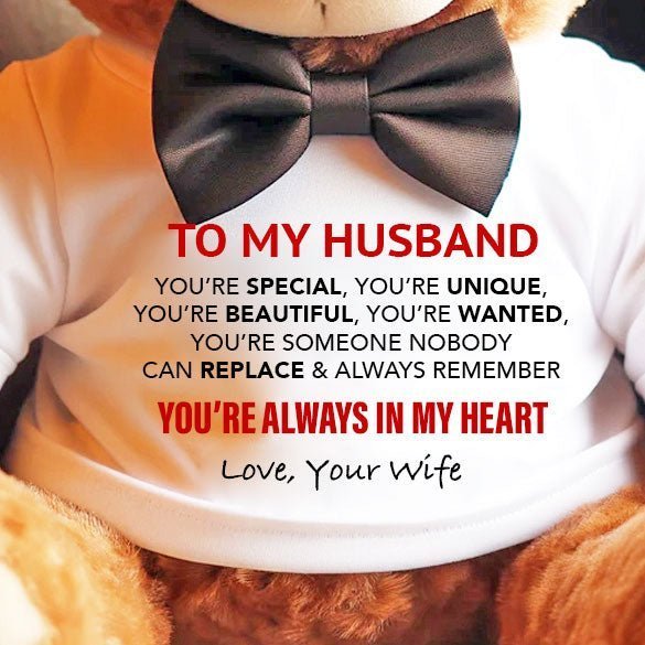 To My Husband Teddy Bear with T-Shirt - UniqueThoughtful