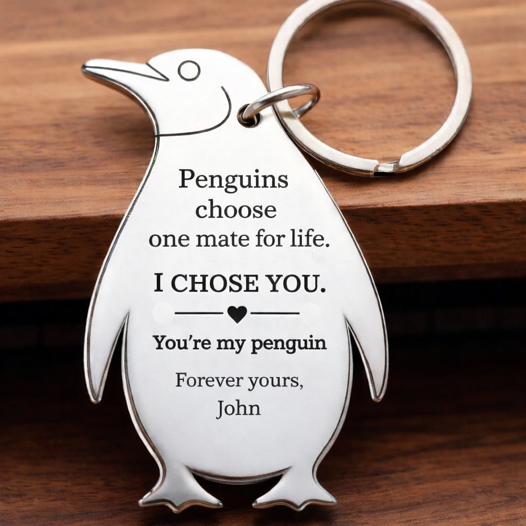 I Chose You - Custom Penguin keychain Valentine's Gift
