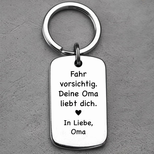 „Fahr vorsichtig“ Schlüsselanhänger – Ein liebevolles Geschenk von Oma