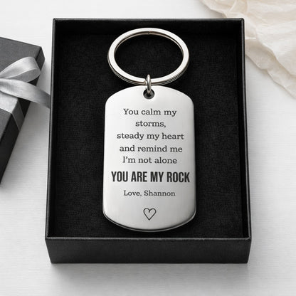 You Are My Rock Custom Keychain - Valentine's Gift