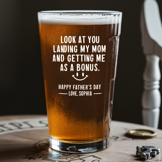 Personalized Pint Glass 16oz Father's Day Gift For Step Dad