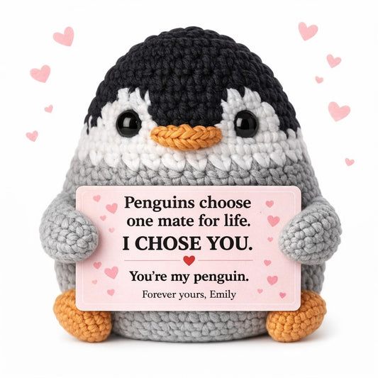 I Chose You - Custom Penguin Crochet With Card