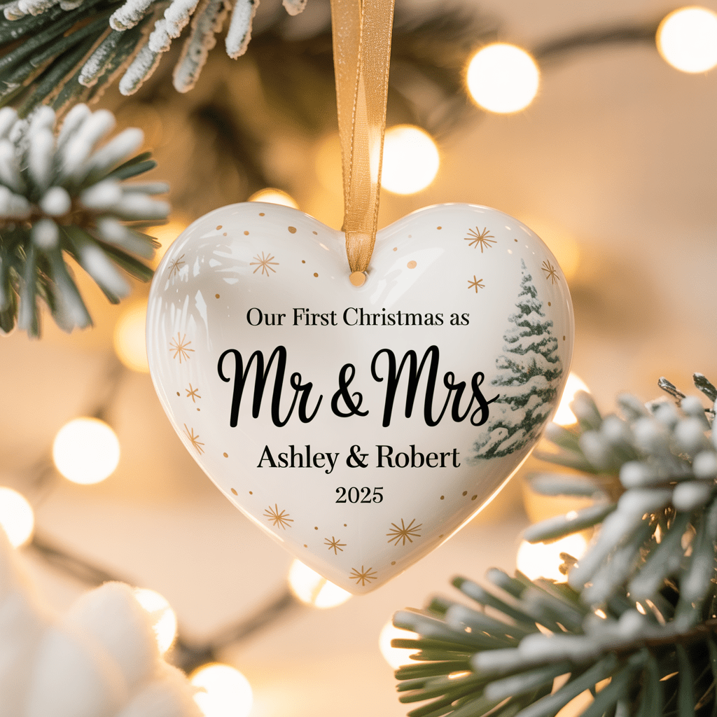 1st Christmas As Mr & Mrs Custom Ornament - UniqueThoughtful