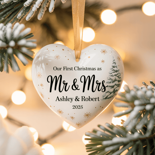 1st Christmas As Mr & Mrs Custom Ornament - UniqueThoughtful