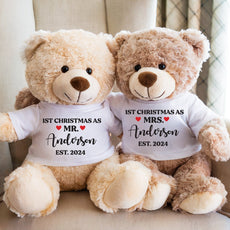 1st Christmas As Mr & Mrs - Custom Plush Teddy Bear [Set of 2] - UniqueThoughtful