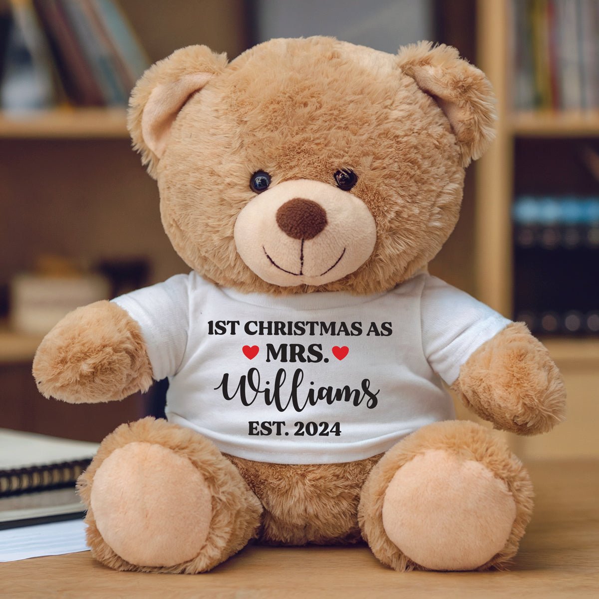 1st Christmas As Mr & Mrs - Custom Plush Teddy Bear [Set of 2] - UniqueThoughtful