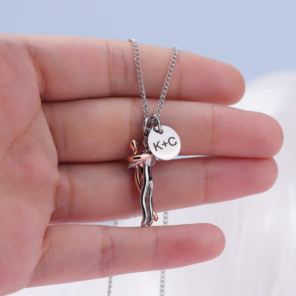 Custom Couple Hug Necklace