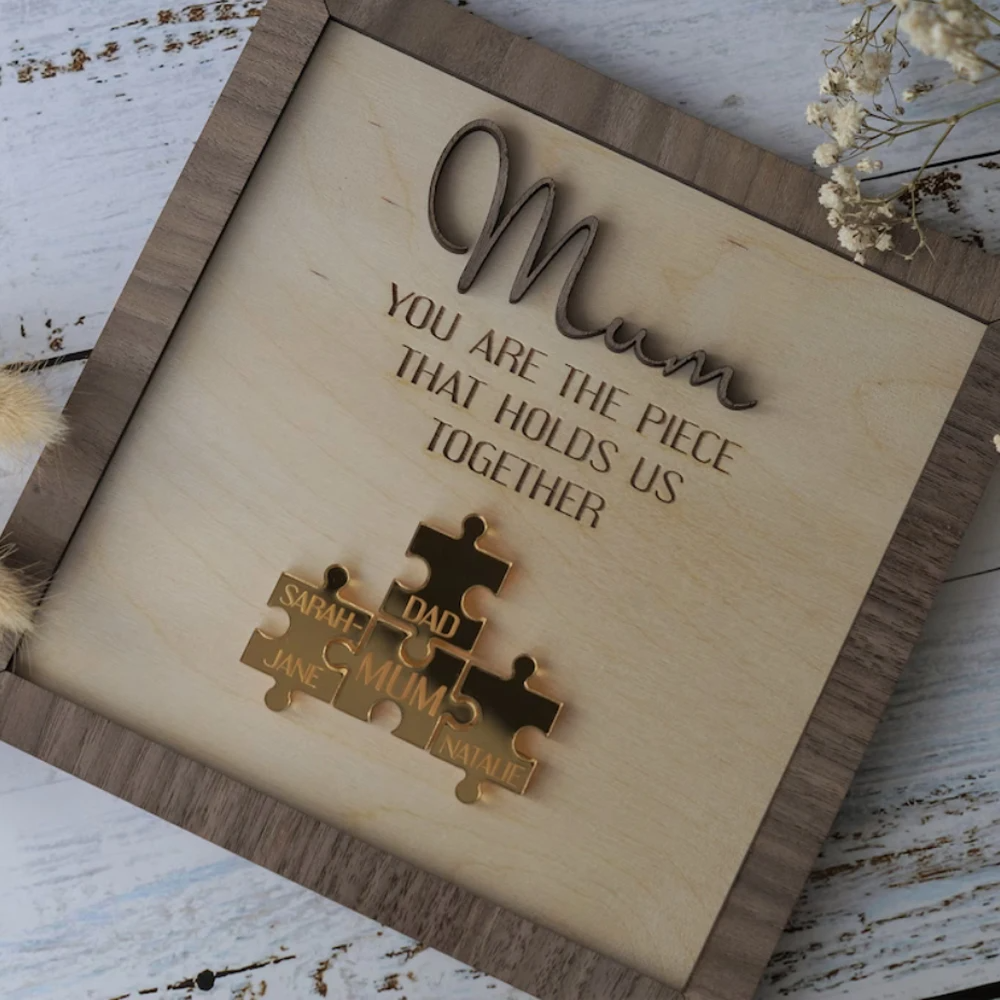 Personalized Family Names Puzzle Wood Wall Art -  Mothers Day Gift
