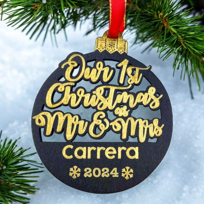 Our 1st Christmas As Mr and Mrs Personalized Ornament