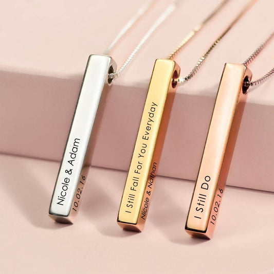 4 Side Personalization Necklace - UniqueThoughtful