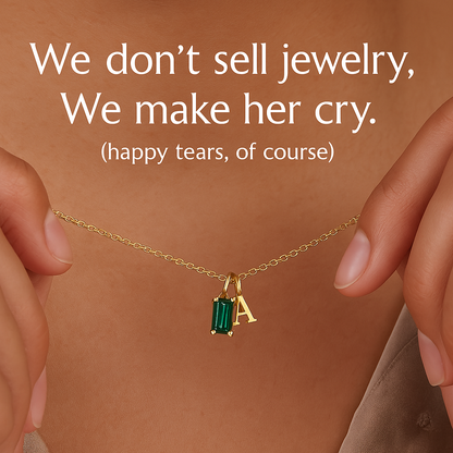 Personalized Necklace With Initial & Birthstone - Mother's Day Gift For Mom, Grandma