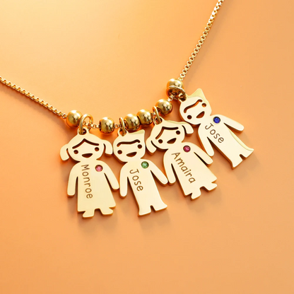 Personalized Kids Name Birthstone Necklace - Mother's Day Gift
