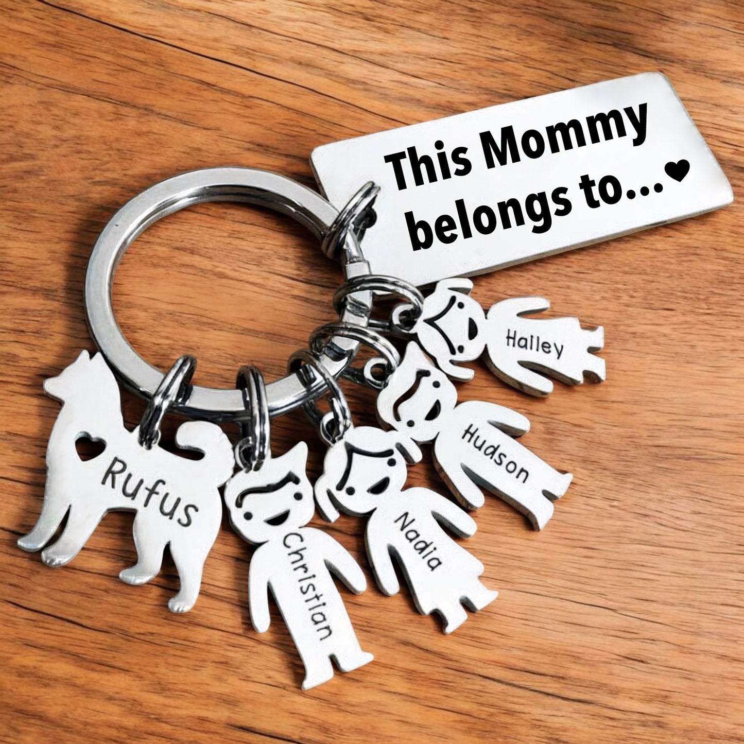 Personalized Family Name Keychain With Pets