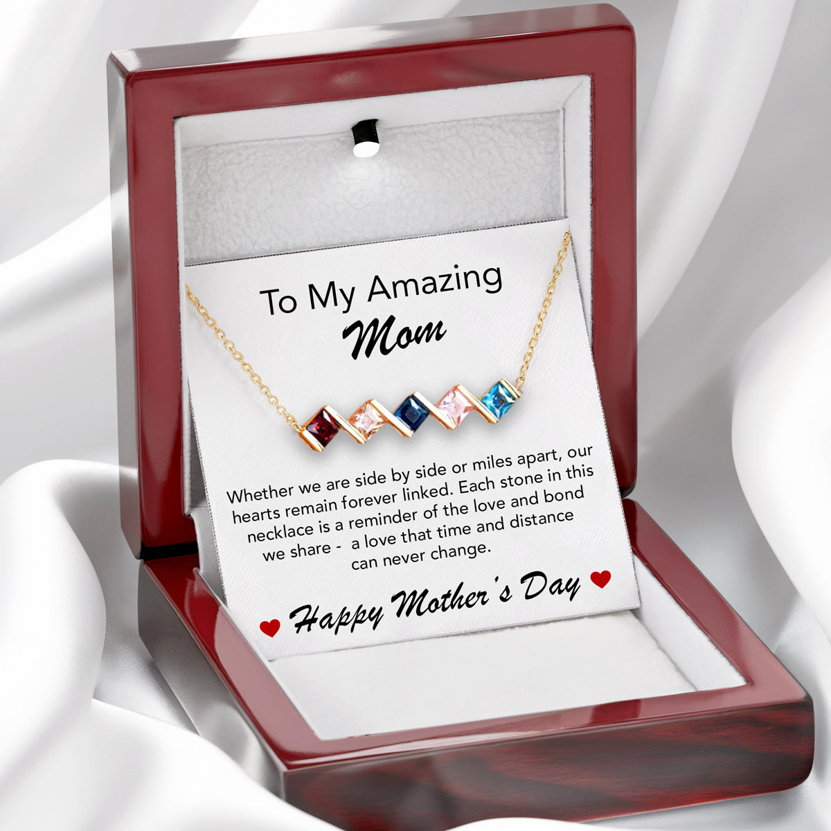 Custom Birthstone Stainless Steel Necklace - Mother's Day Gift