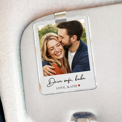 Personalized Couple Photo Car Visor Clip - Valentine's Gift