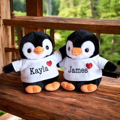 Personalized Penguin Couple Plush Valentine's Gift