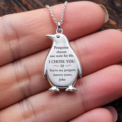 I Chose You - Custom Penguin Necklace Valentine's Gift