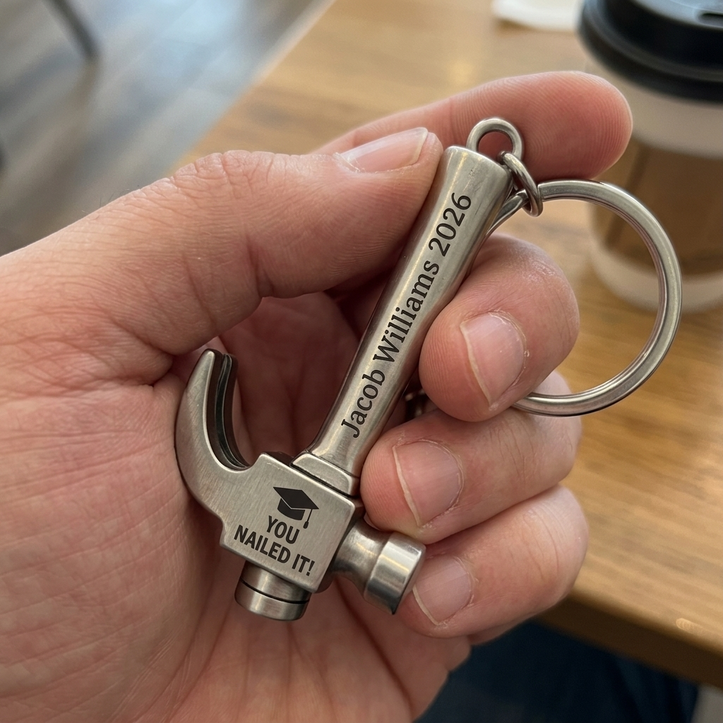 Personalized Graduation Hammer Keychain Gift