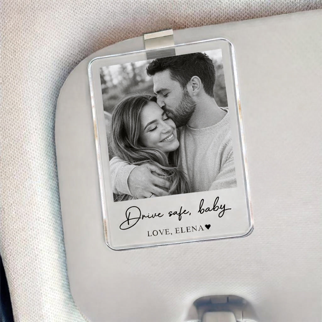 Personalized Couple Photo Car Visor Clip - Valentine's Gift