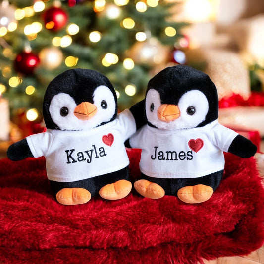 Personalized Penguin Couple Plush Valentine's Gift