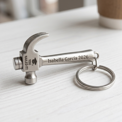 Personalized Graduation Hammer Keychain Gift