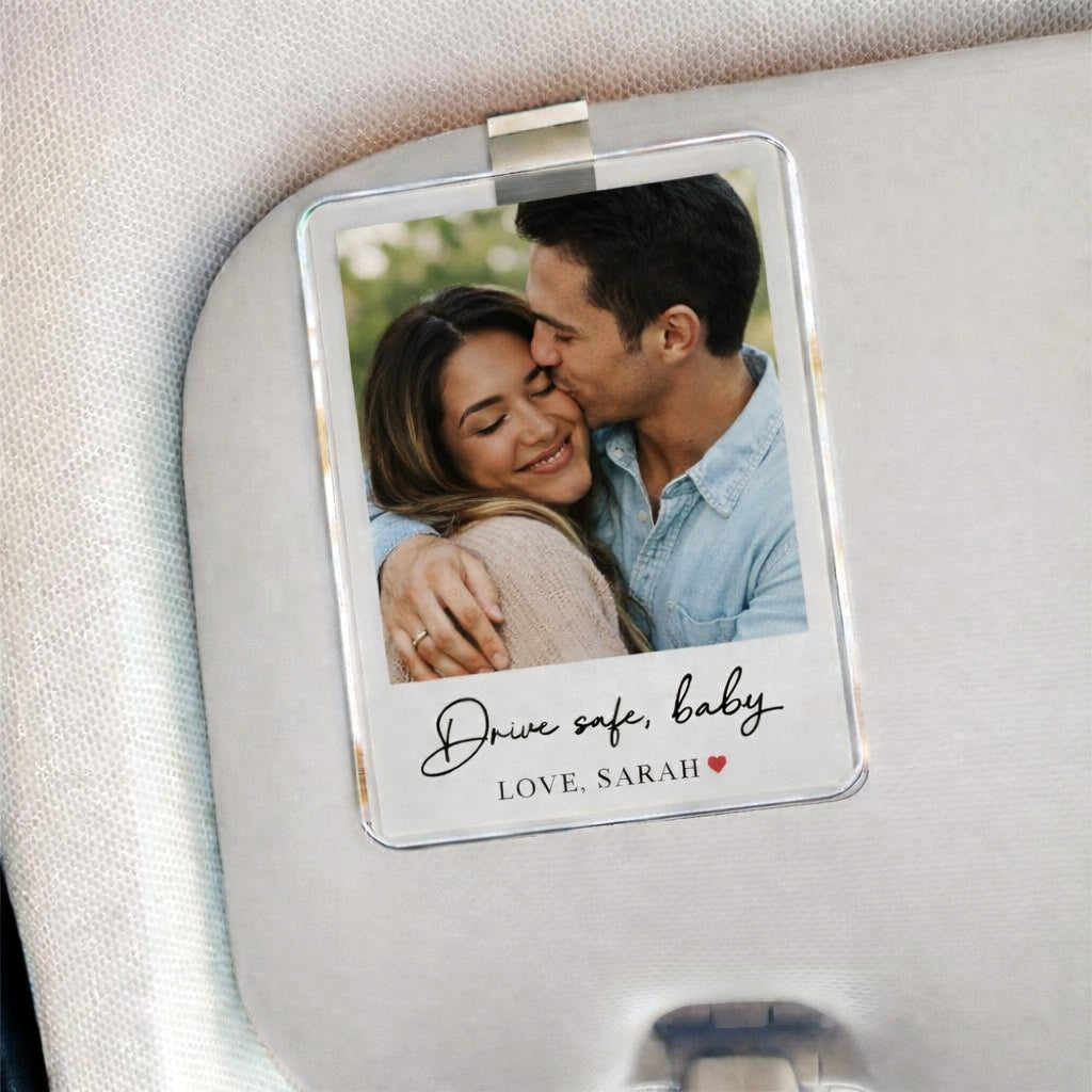 Personalized Couple Photo Car Visor Clip - Valentine's Gift