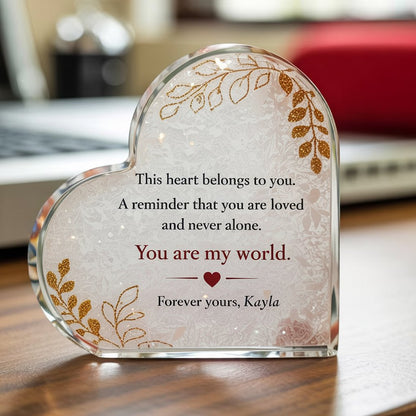 You are my world - Custom Heart Acrylic Block