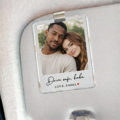 Personalized Couple Photo Car Visor Clip - Valentine's Gift