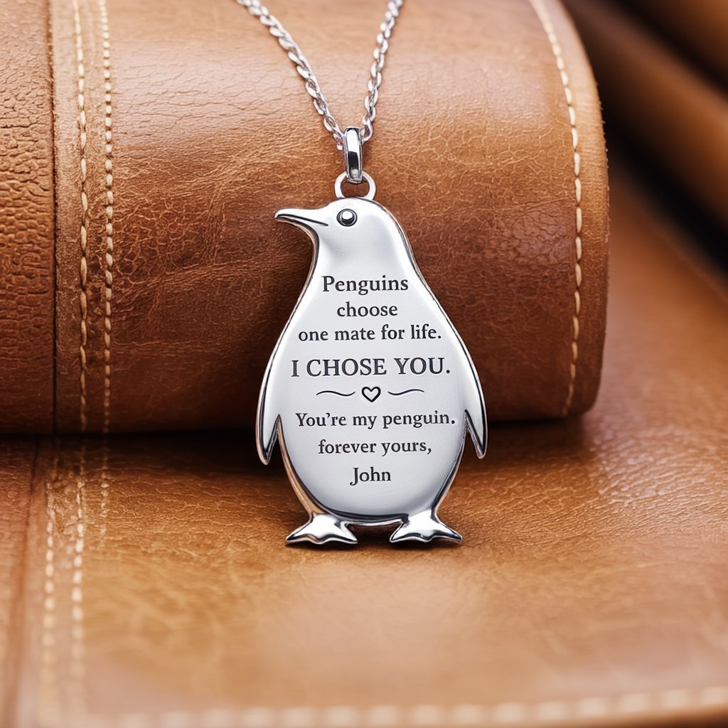 I Chose You - Custom Penguin Necklace Valentine's Gift