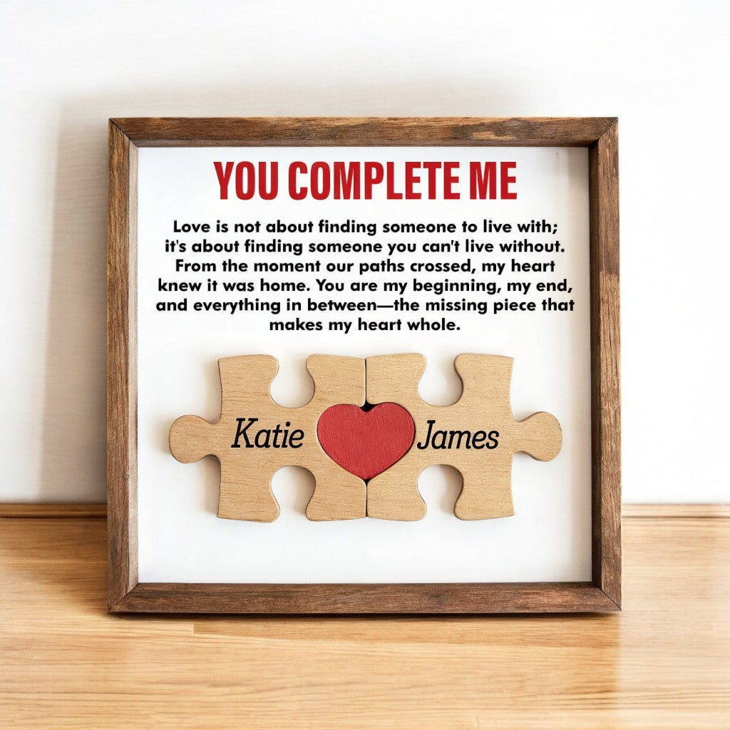 You Complete Me - Custom Wooden Plaque Valentine's Gift