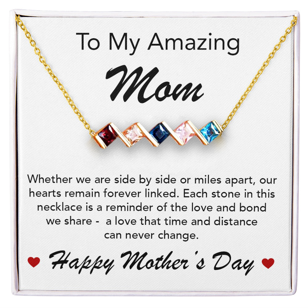 Custom Birthstone Stainless Steel Necklace - Mother's Day Gift