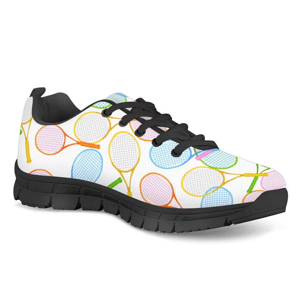 Badminton Ball Print Black Sneakers - UniqueThoughtful