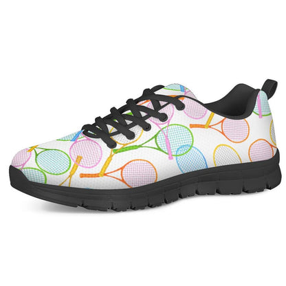 Badminton Ball Print Black Sneakers - UniqueThoughtful